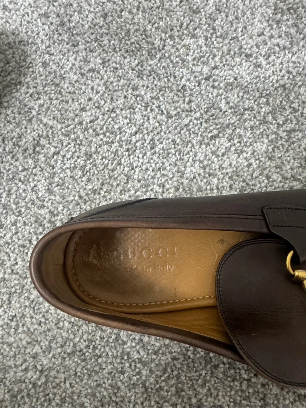 Gucci Brown Leather Horsebit Slip-On Loafers